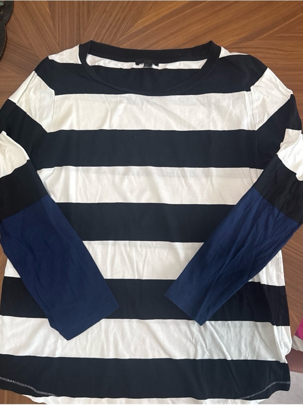 COS Navy and White Striped Long-Sleeve Tee